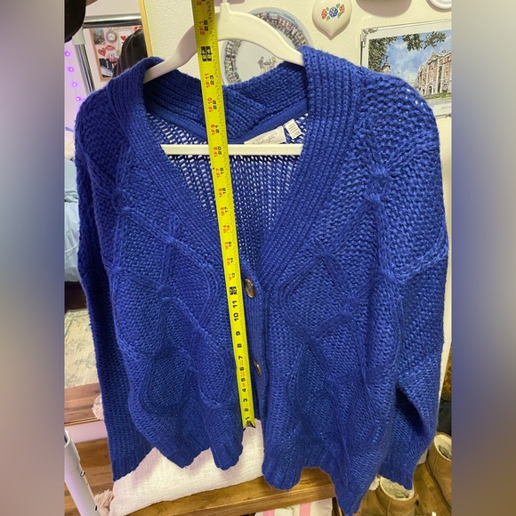 Anthropology: RD Style Royal Blue Cable Knit Cardigan - Picture 6 of 7